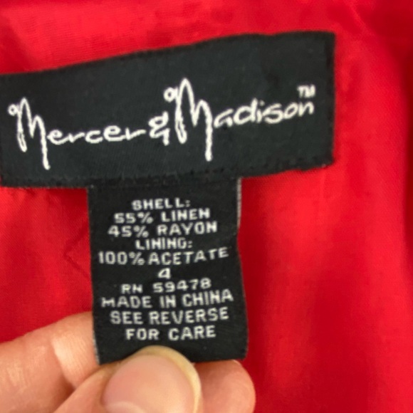Mercer & Madison red linen blend wrap sleeveless top wms sz 4 - Picture 5 of 12